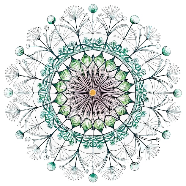 a colorful design Intricate Dandelion Mandala Design for Spiritual and NatureThemed Art