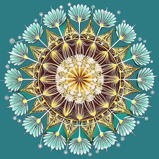 a colorful design Intricate Dandelion Mandala Design for Spiritual and NatureThemed Art