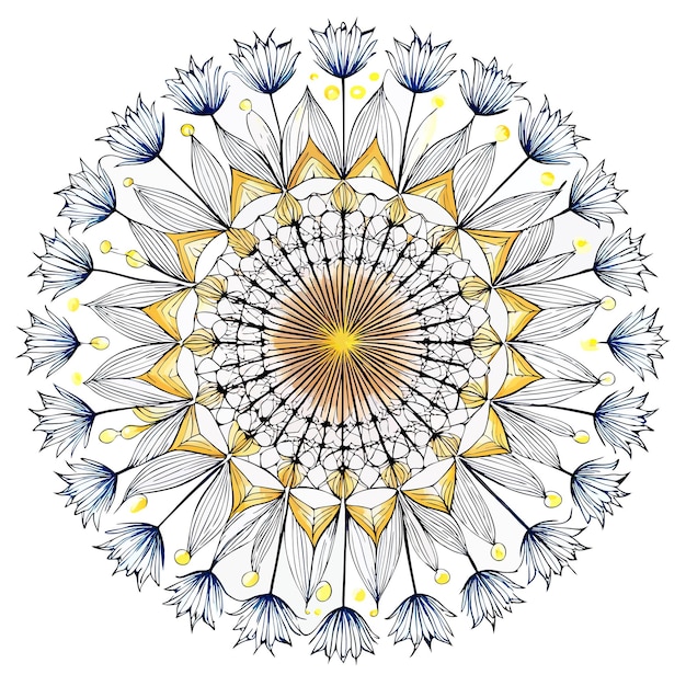 a colorful design Intricate Dandelion Mandala Design for Spiritual and NatureThemed Art