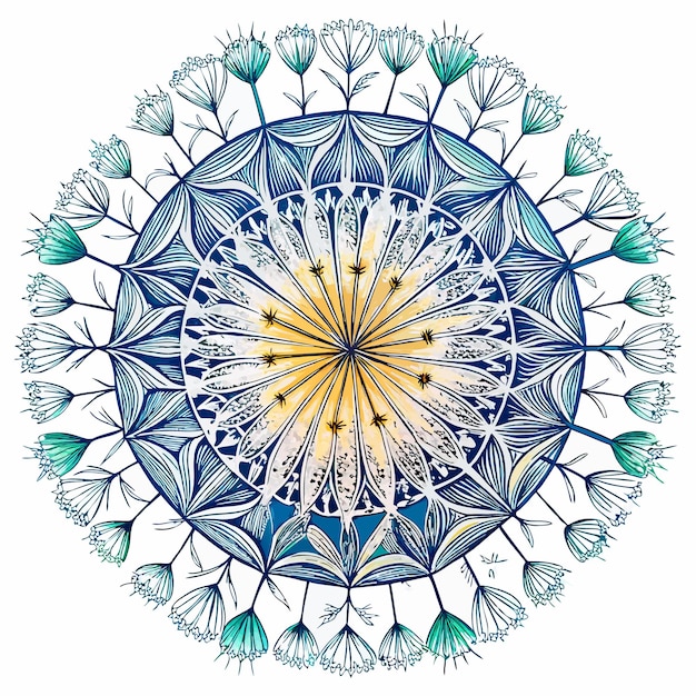 a colorful design Intricate Dandelion Mandala Design for Spiritual and NatureThemed Art