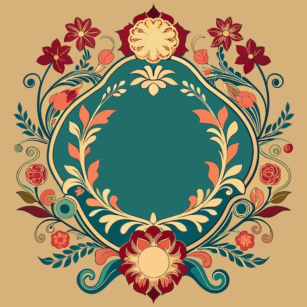 Vector a colorful design with a circle of flowers and a circle