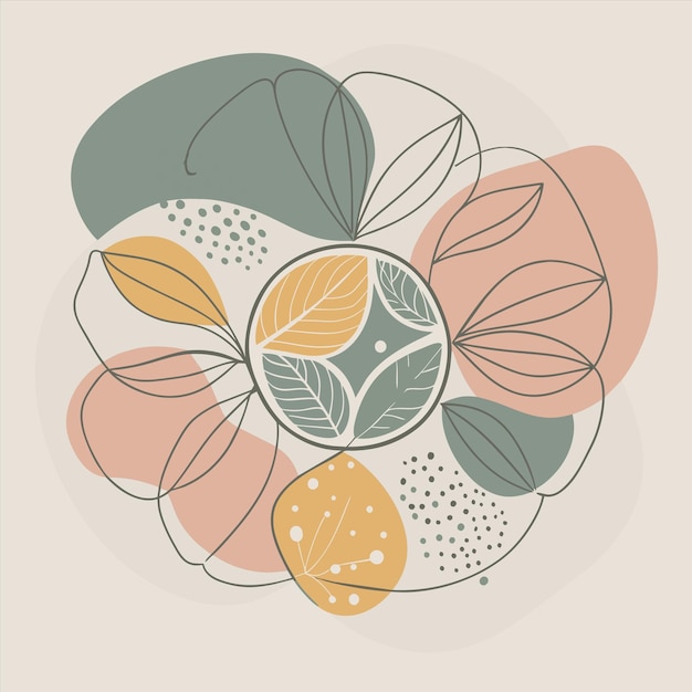 Vector a colorful design with leaves and oranges in the middle