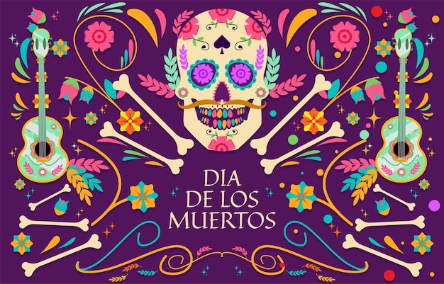 Colorful Dia De Los Muertos Background