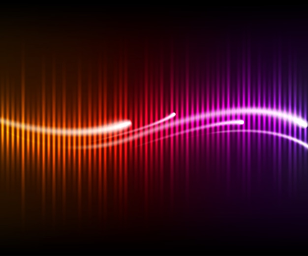 Colorful digital shining equalizer with waves and glowing lines. Background music