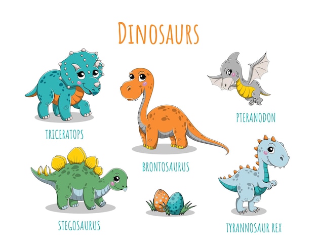 Colorful dinosaurs set