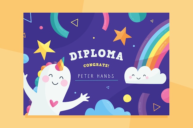 Colorful diploma template for kids