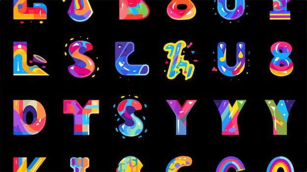 Colorful Disco Vector Alphabet Letters for Creative Design Projects