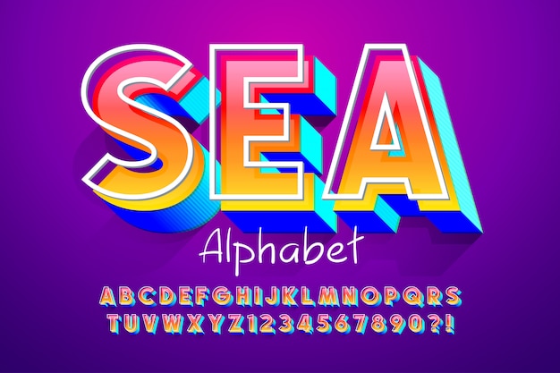 Colorful display font, alphabet, letters