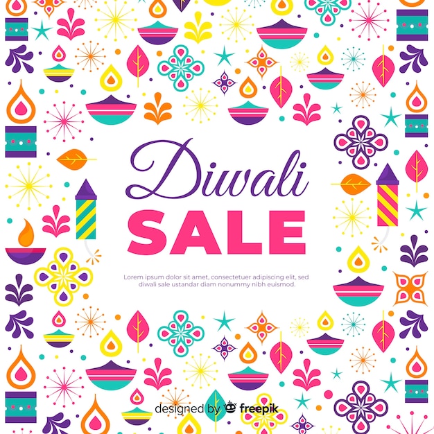 Colorful diwali sale composition with flat design