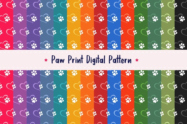 Colorful dog or cat paw prints pattern