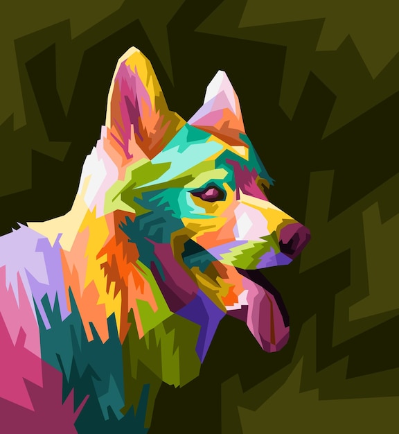 Colorful dog head on pop art portrait isolated decoration