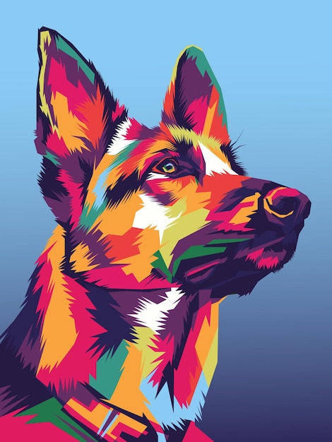 Colorful Dog head In pop Art Style