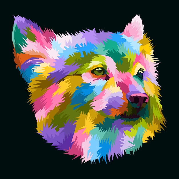 colorful dog pet akita inu pop art portrait isolated decoration