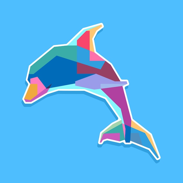 colorful dolphin pop art portrait design