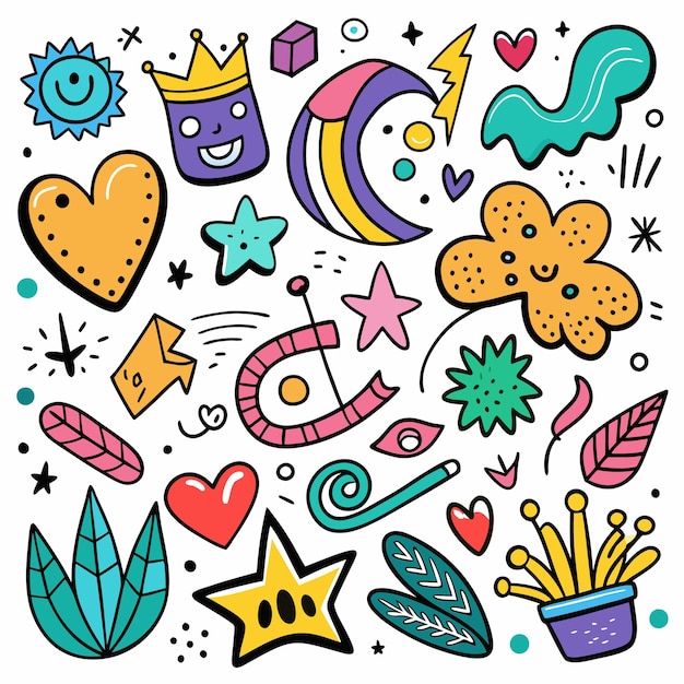 Vector colorful doodle art a vibrant collection of fun and playful drawings