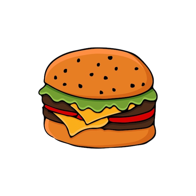 Colorful doodle burger illustration in vector Colorful burger illustration in vector