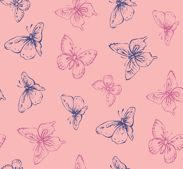 COLORFUL DOODLE BUTTERFLY SEAMLESS PATTERN