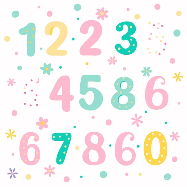 colorful doodle numbers