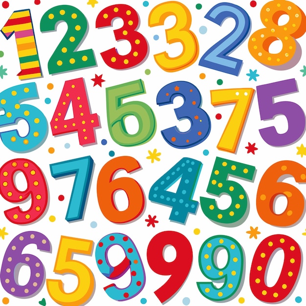 Vector colorful doodle numbers