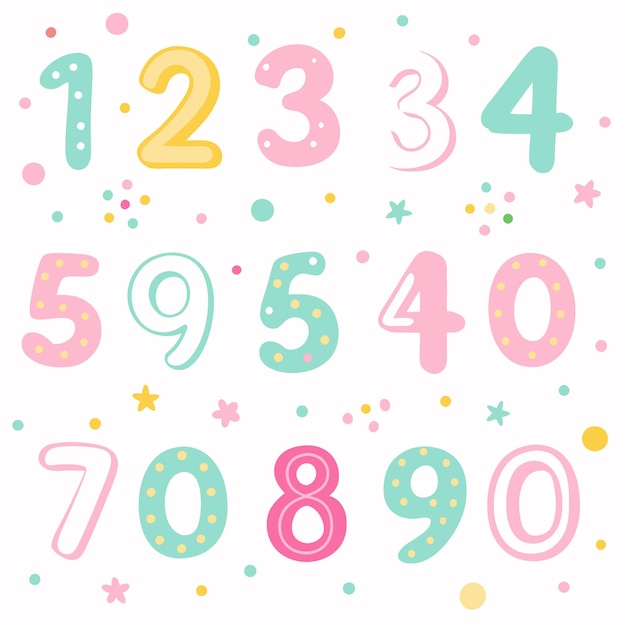 colorful doodle numbers