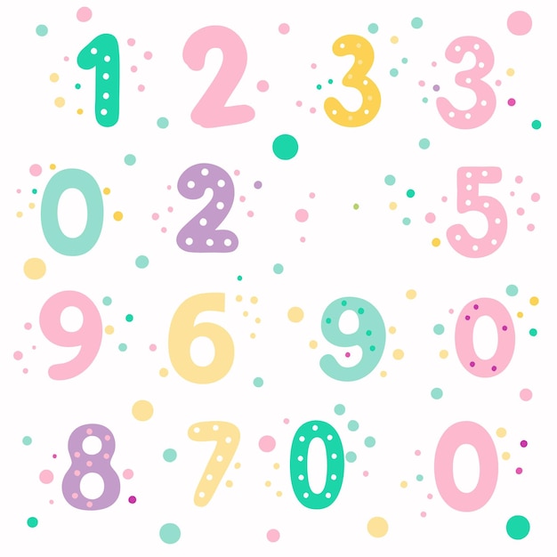 Vector colorful doodle numbers