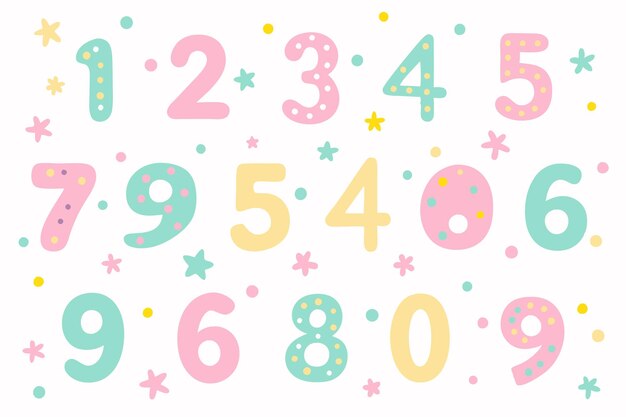 colorful doodle numbers