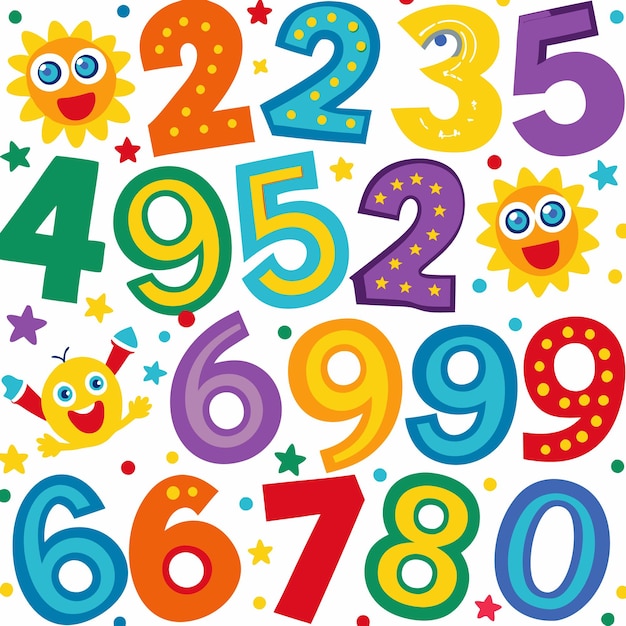 Vector colorful doodle numbers