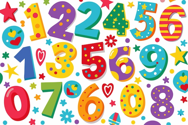 Vector colorful doodle numbers