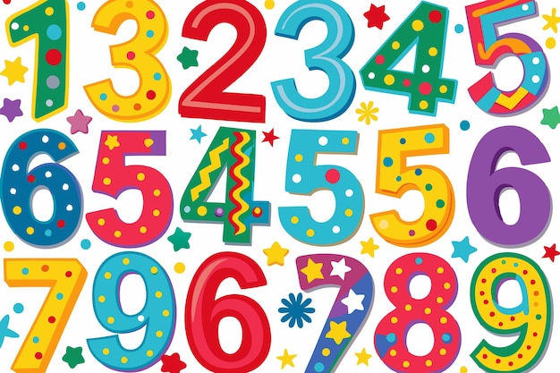 Vector colorful doodle numbers