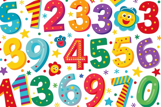 Vector colorful doodle numbers