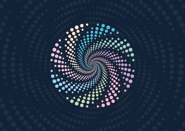 colorful dot round twirl pattern with dark background