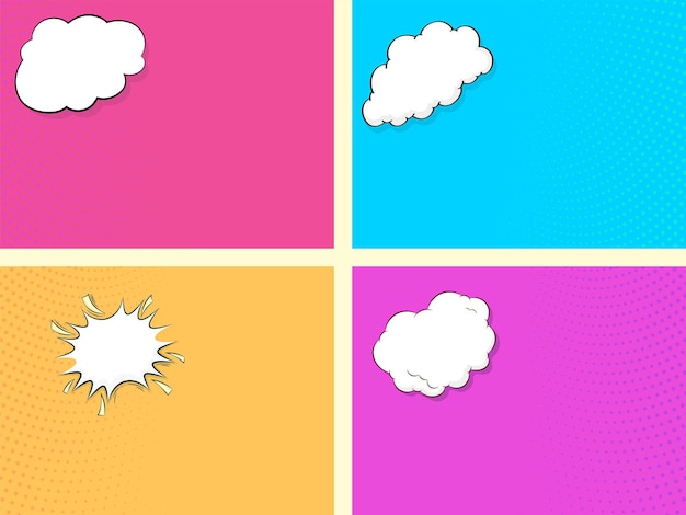 Colorful Dotted Background With Empty Cloud Frame