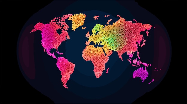 Vector colorful dotted world map vector geographic illustration