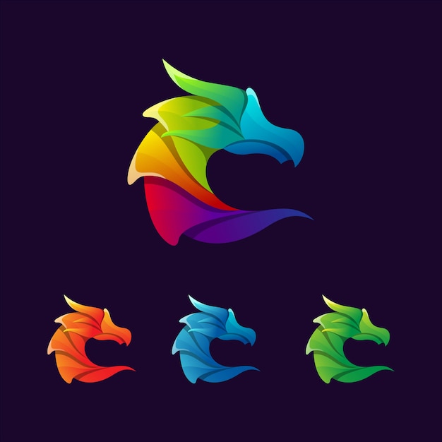 Colorful dragon mascot design bundle