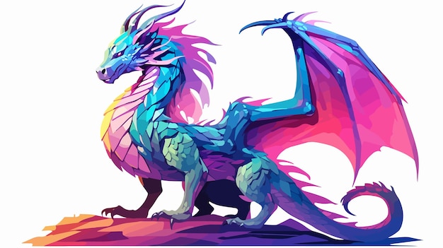 Vector a colorful dragon with a colorful tail