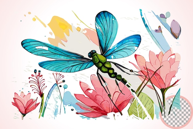 A colorful dragonfly with a blue dragonfly on it.