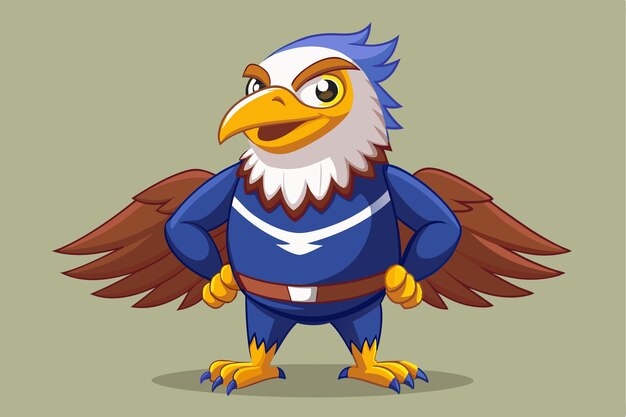 Vector a colorful eagle character stands proudly with wings spread wide showcasing its playful personality a cartoon character of a eagle