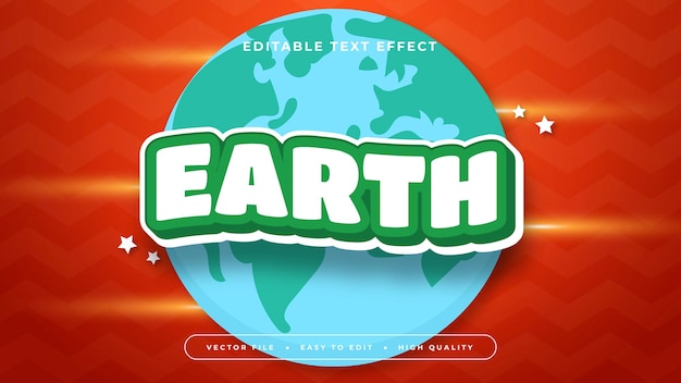 Vector colorful earth 3d editable text effect font style