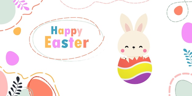 A colorful easter card with a bunny inside of it