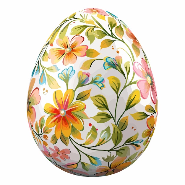 Vector a colorful easter egg with flowers on the top