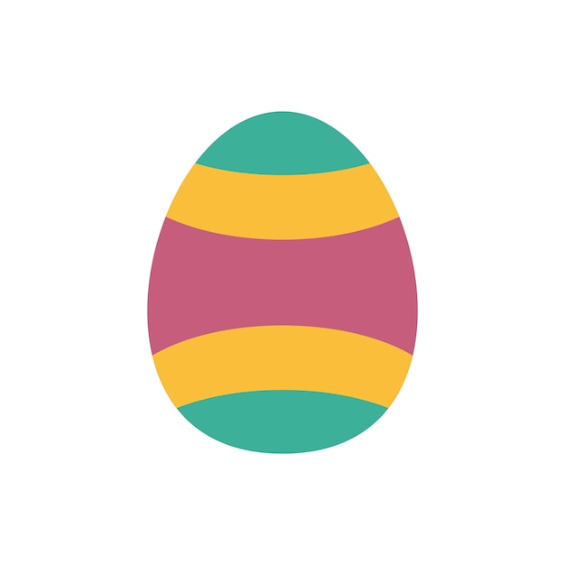 A colorful easter egg with a yellow stripe and a purple stripe