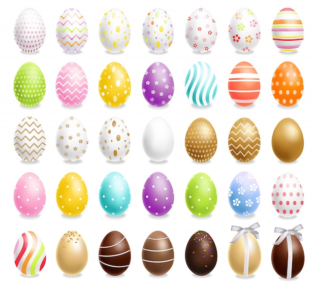 Colorful Easter eggs set