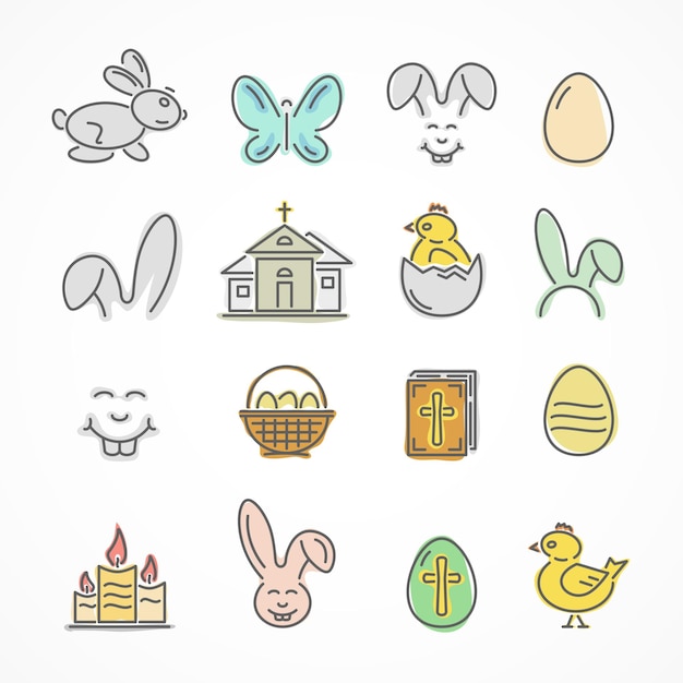 Colorful Easter icons