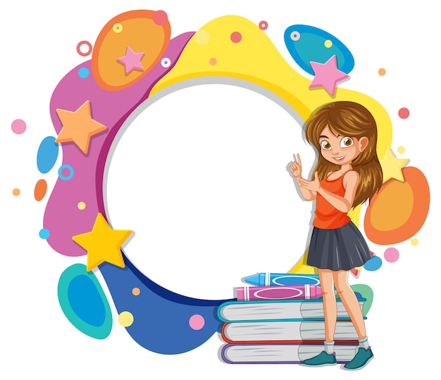 Colorful Educational Frame with Cheerful Girl