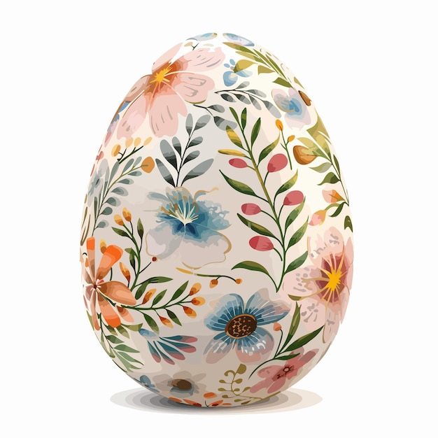 Vector a colorful egg with flowers painted on it and a picture of flowers on the egg