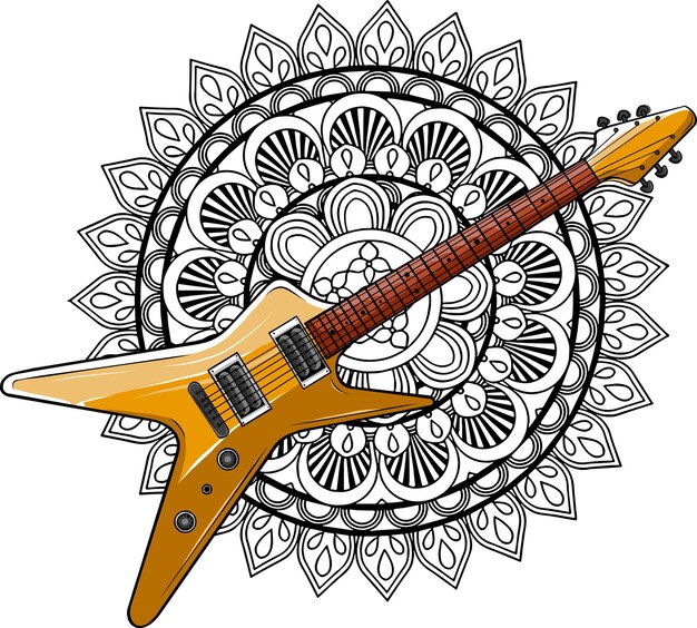 Vector colorful electric guitar vector illustration