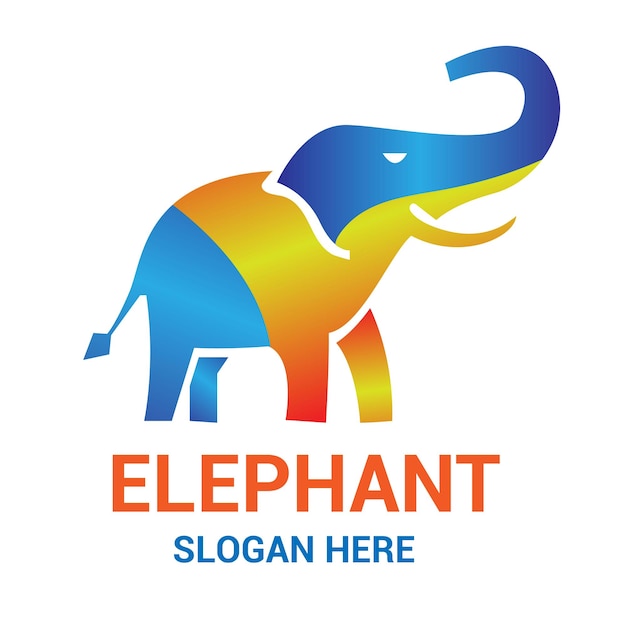 A colorful elephant logo with the word elephant on it