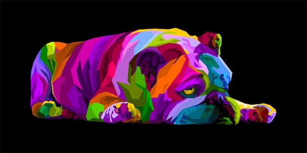 Vector colorful english bulldog in pop art style cute lazy dog vector illustration