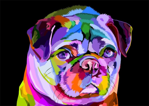 Colorful english bulldog on pop art style geometric Polygonal Animals