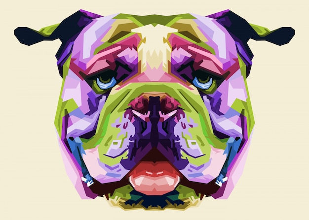 Colorful english bulldog on pop art style